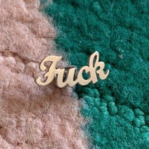 🆕 Silver F Word Cursive Stud